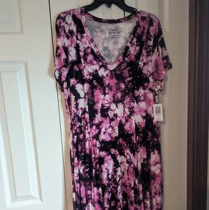 Torrid Black and pink V neck dress